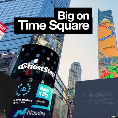 ghoststop featured on time square billboards